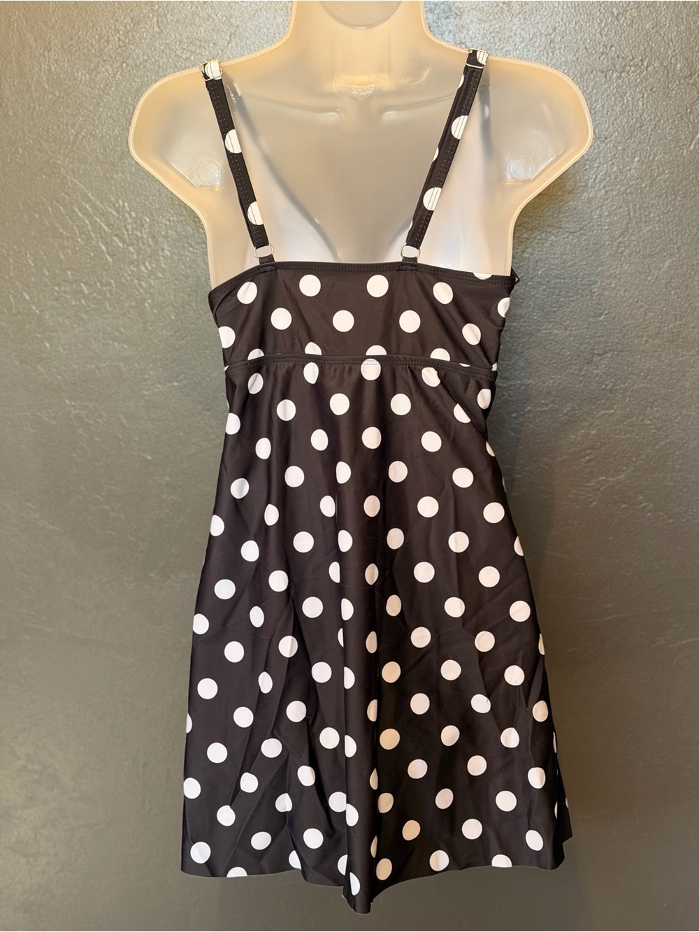 Black & White Polka Dot Swimdress 10S - Picture 3 of 7